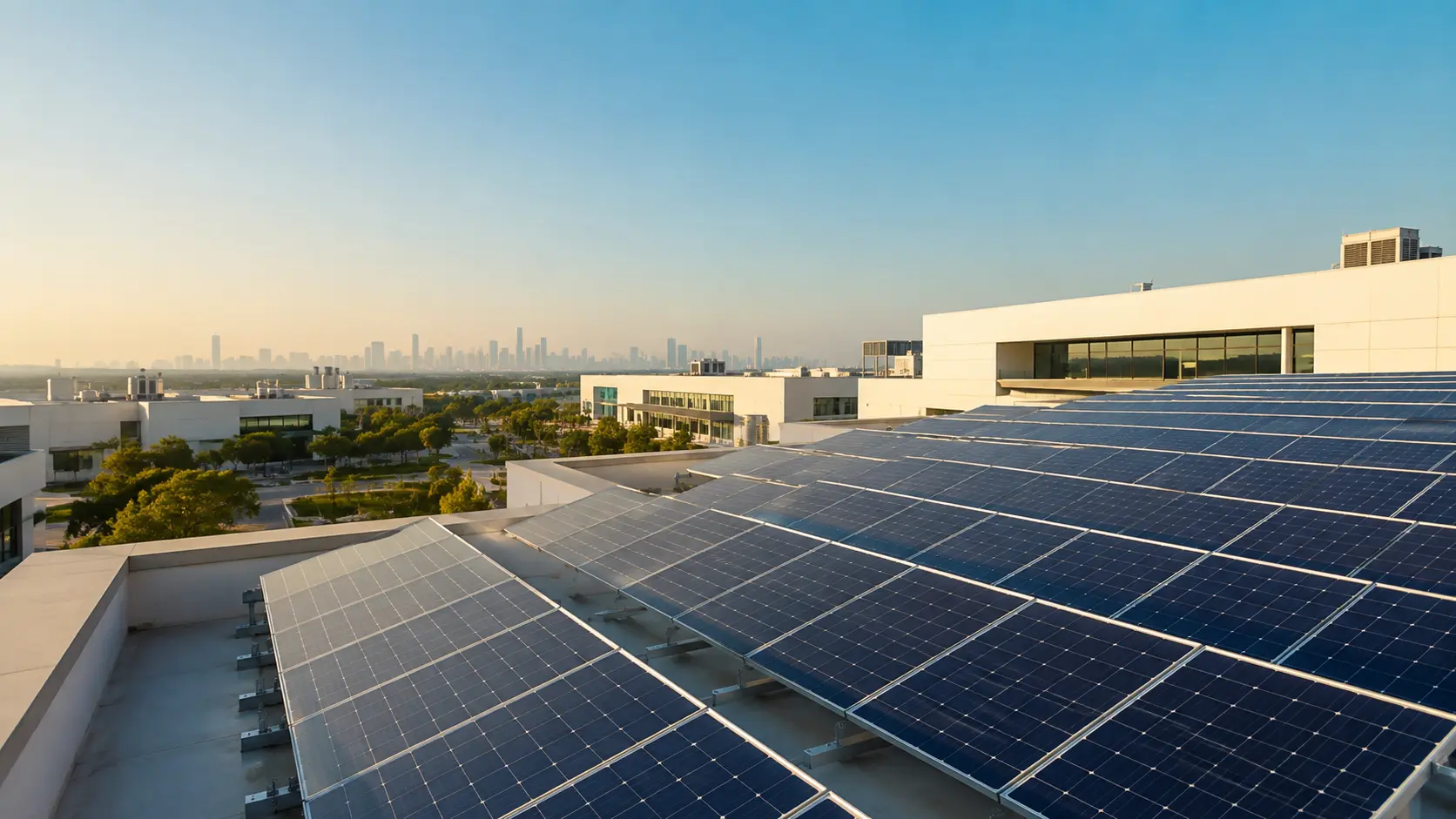 Modern rooftop solar energy installation
